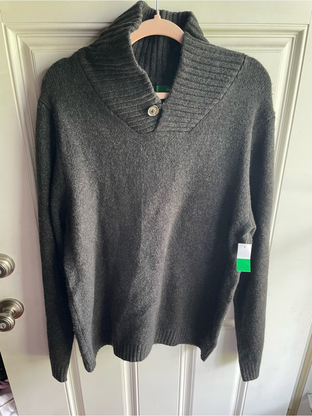 dip Men's Turtleneck with Shawl collar Sweater in Dark Gray